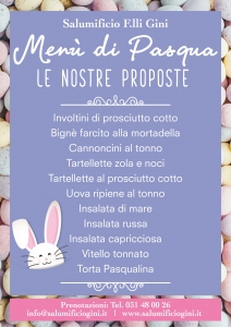 Menu Pasqua Salumificio Gini